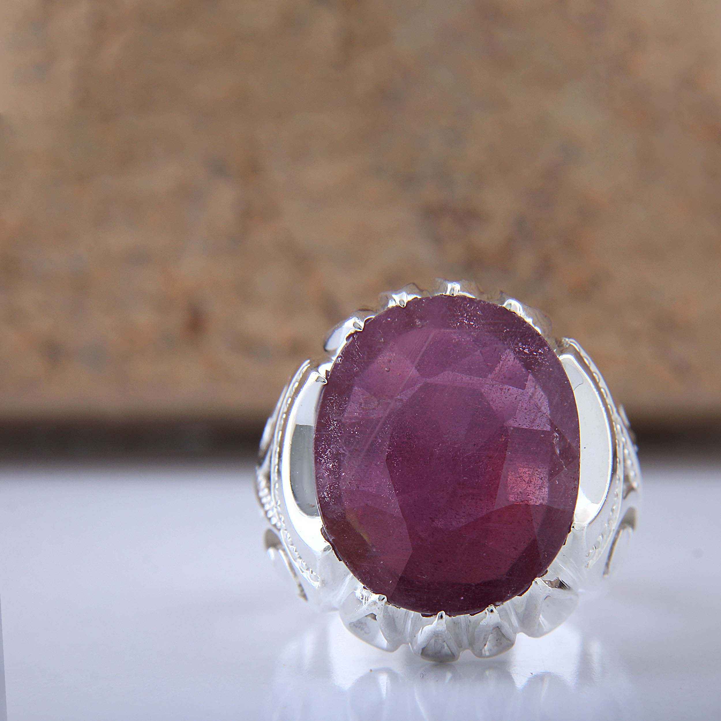 Price and Buy Persian Red Ruby Silver Ring Elegance for Men Handcrafted Model Square - Image 4
