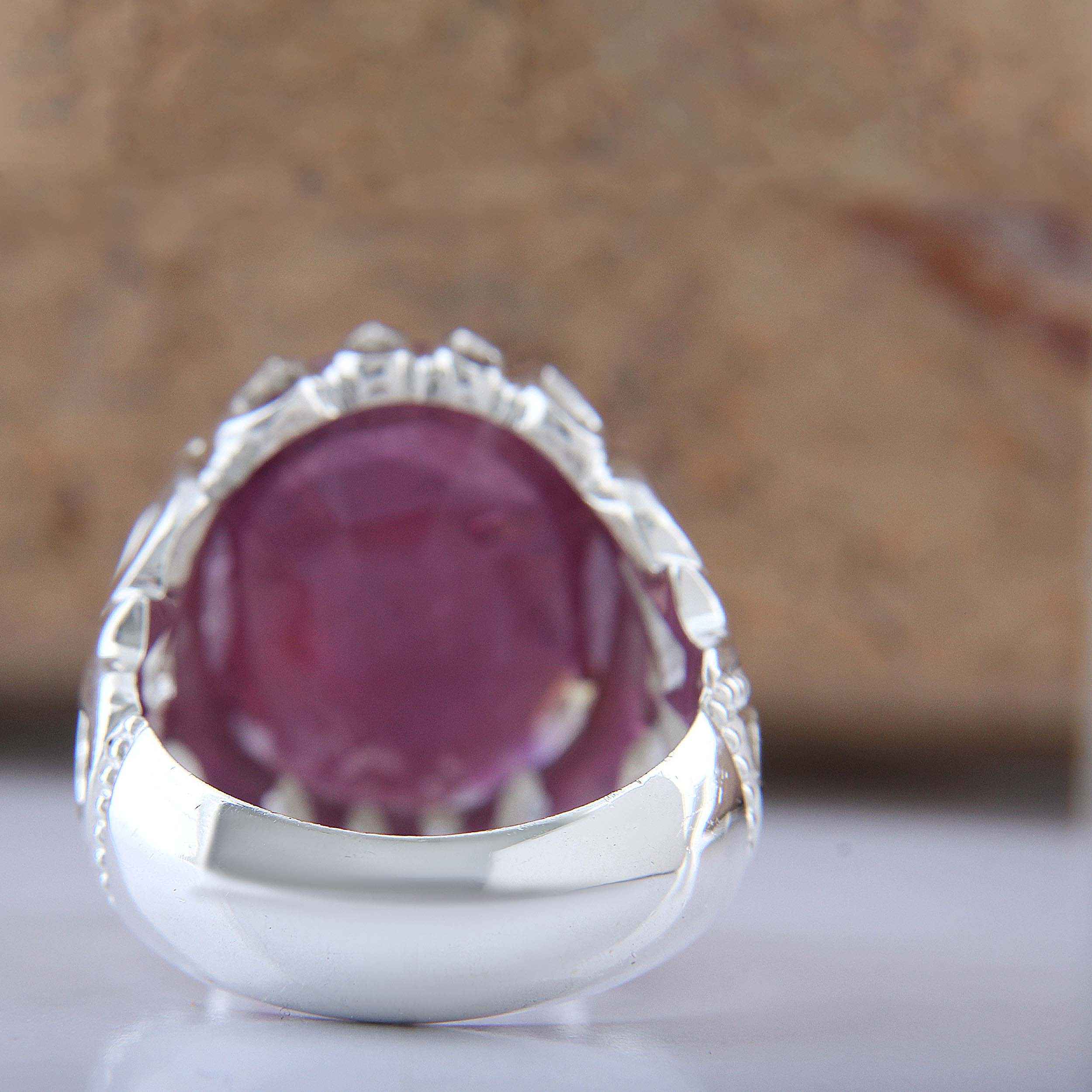 Price and Buy Persian Red Ruby Silver Ring Elegance for Men Handcrafted Model Square - Image 7