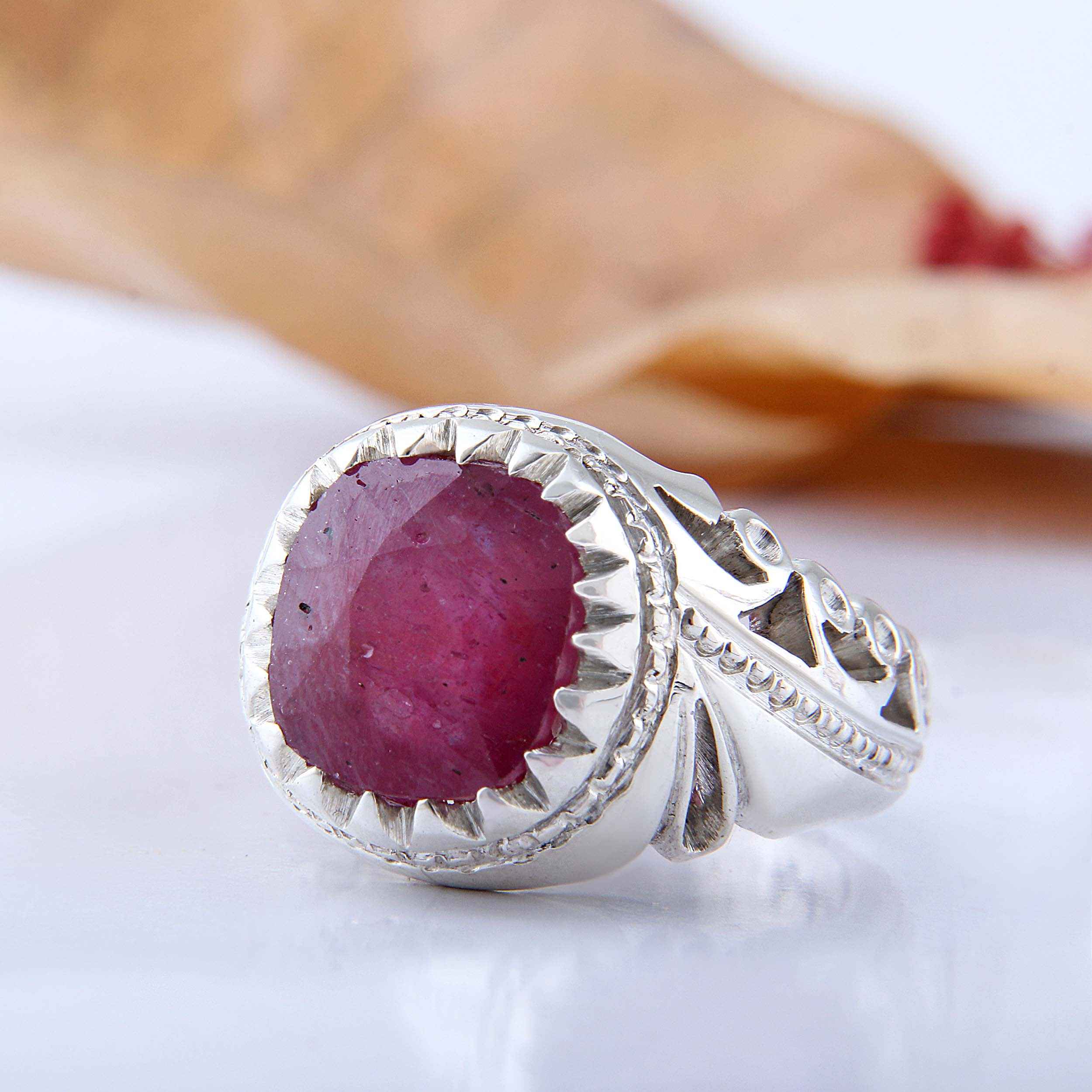 Price and Buy Persian Red Ruby Silver Ring Elegance for Men Handcrafted - Image 5