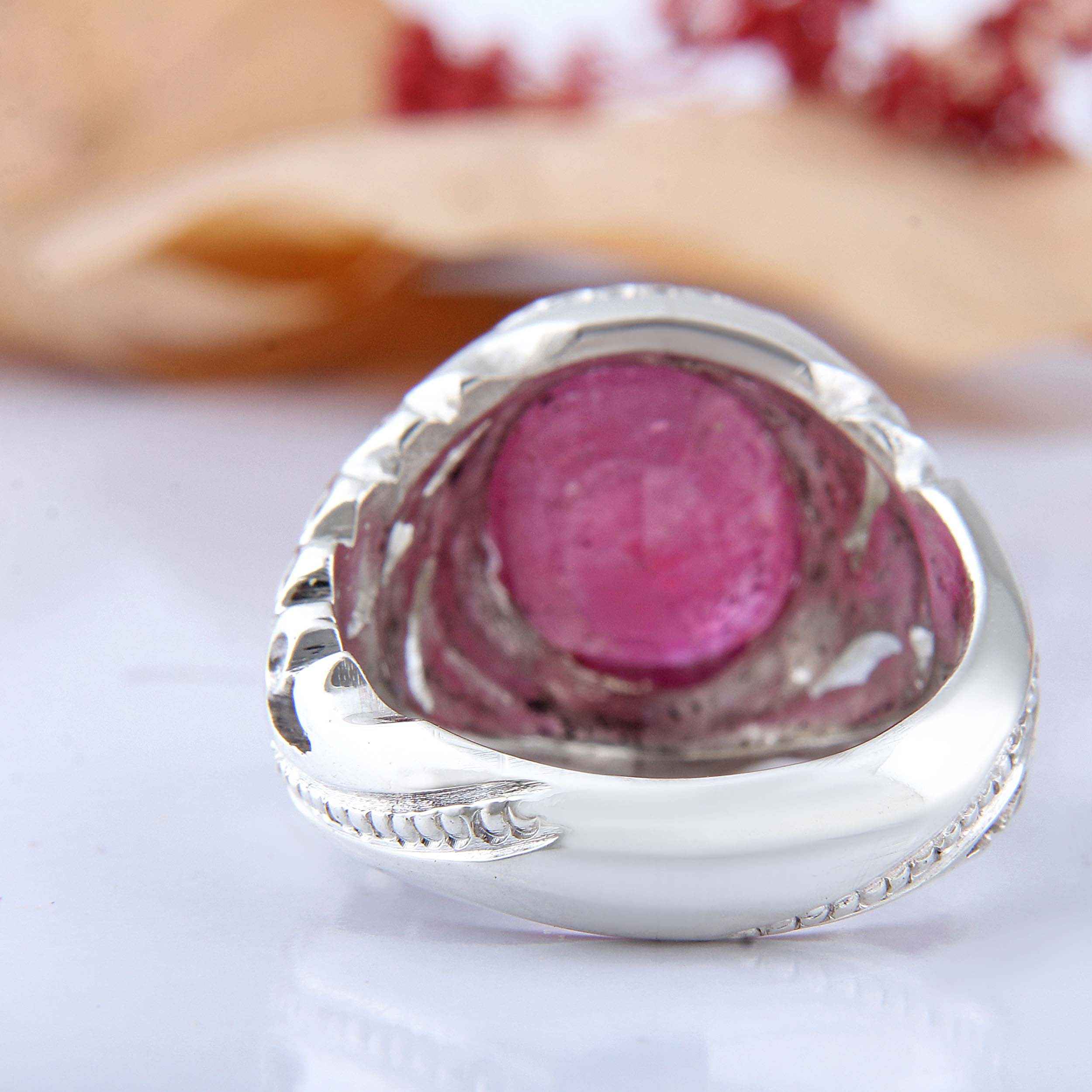 Price and Buy Persian Red Ruby Silver Ring Elegance for Men Handcrafted - Image 6