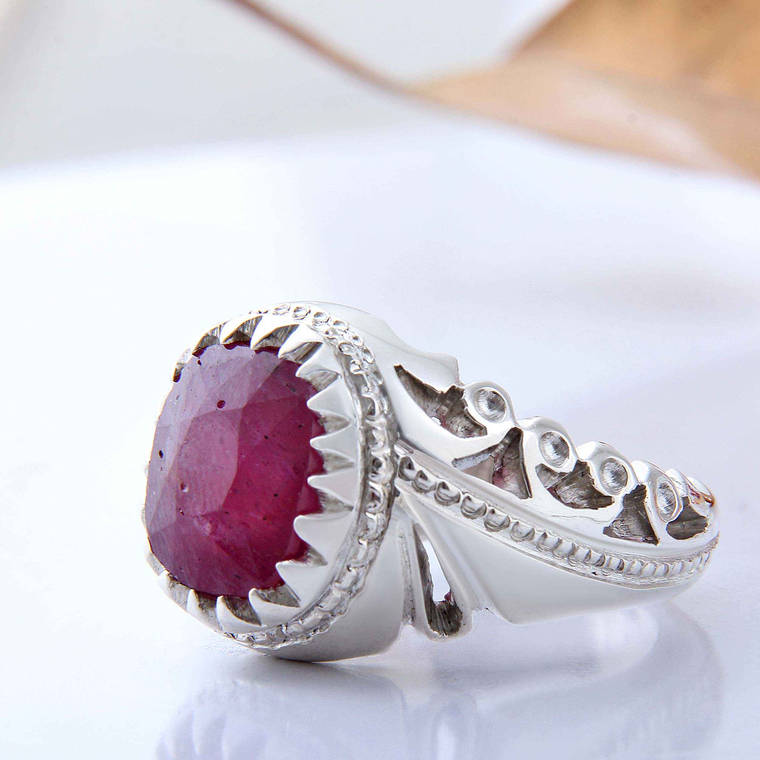 Price and Buy Persian Red Ruby Silver Ring Elegance for Men Handcrafted - Image 7