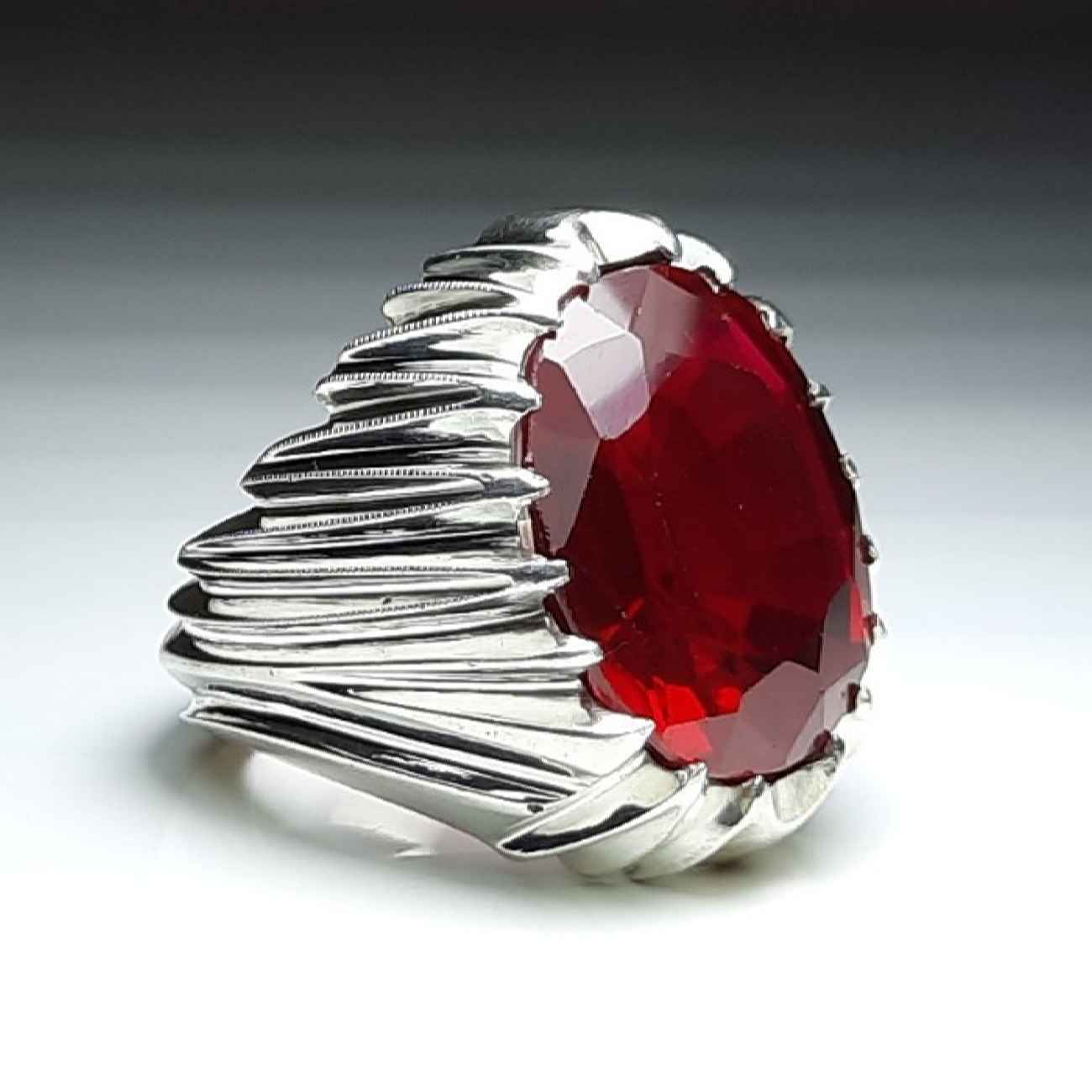 Price and Buy Persian Ruby Silver Ring For Men Red Gemstone - Image 3