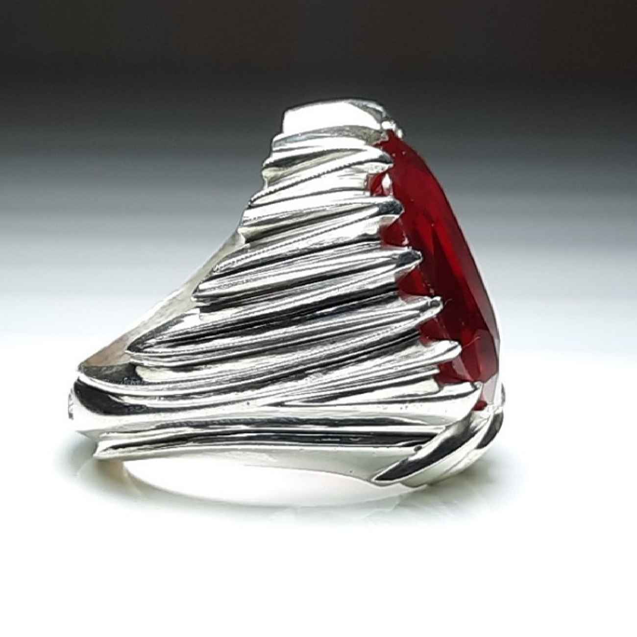Price and Buy Persian Ruby Silver Ring For Men Red Gemstone - Image 4