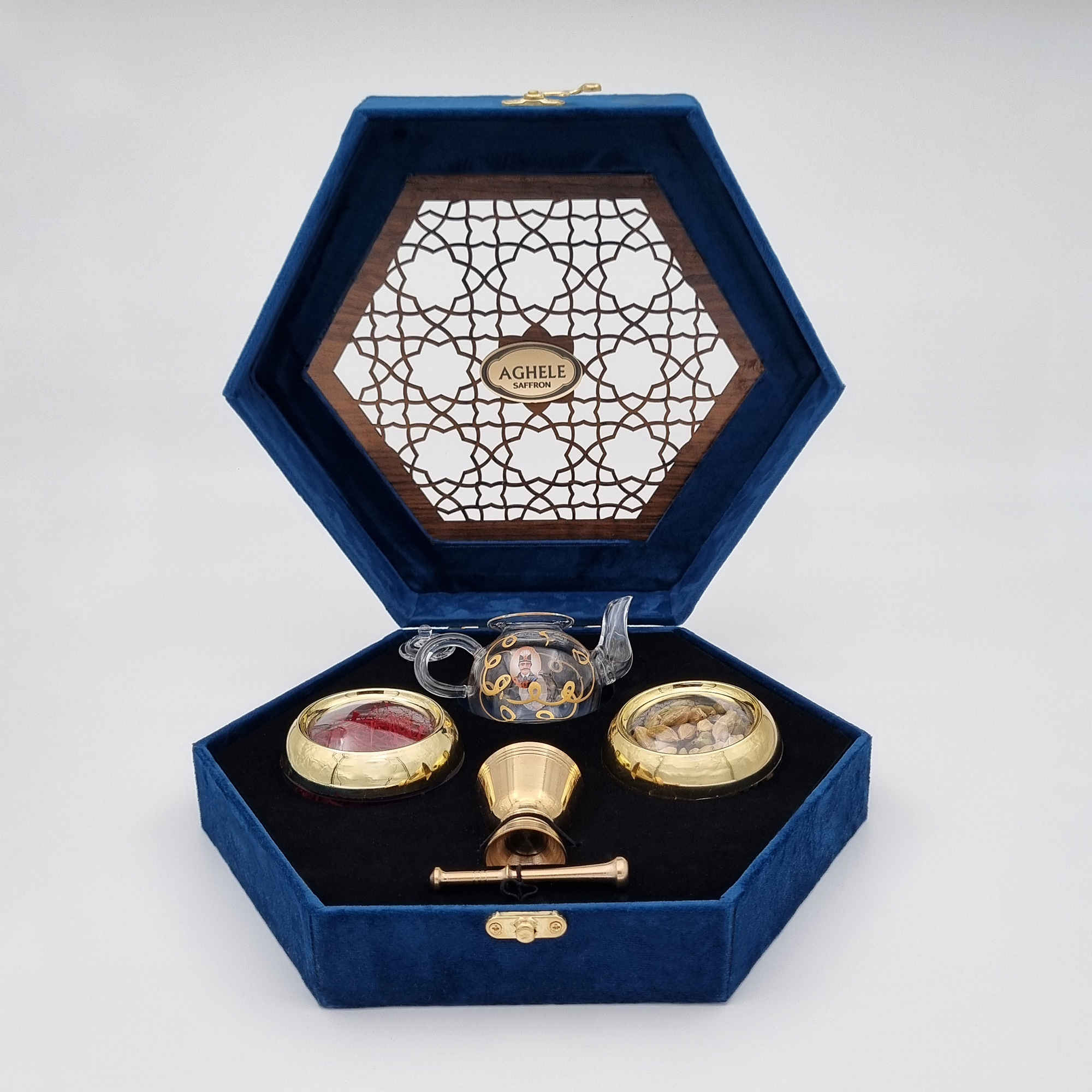 Price and Buy Persian Saffron Gift Box – 3 Grams – Occasion Set with Cardamom, Teapot & Mortar - Image 3