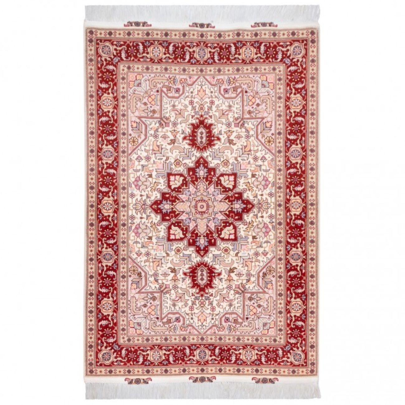 Price and Buy Persian Silk Carpet Hand-Knotted Original in Tabriz Lachak Toranj Red