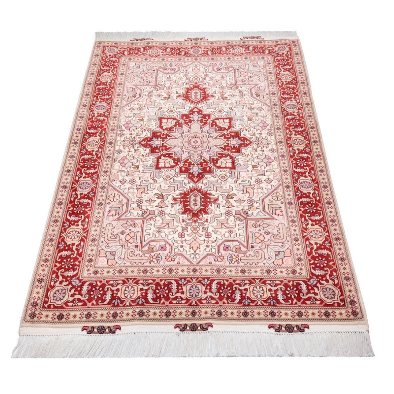 Price and Buy Persian Silk Carpet Hand-Knotted Original in Tabriz Lachak Toranj Red - Image 3