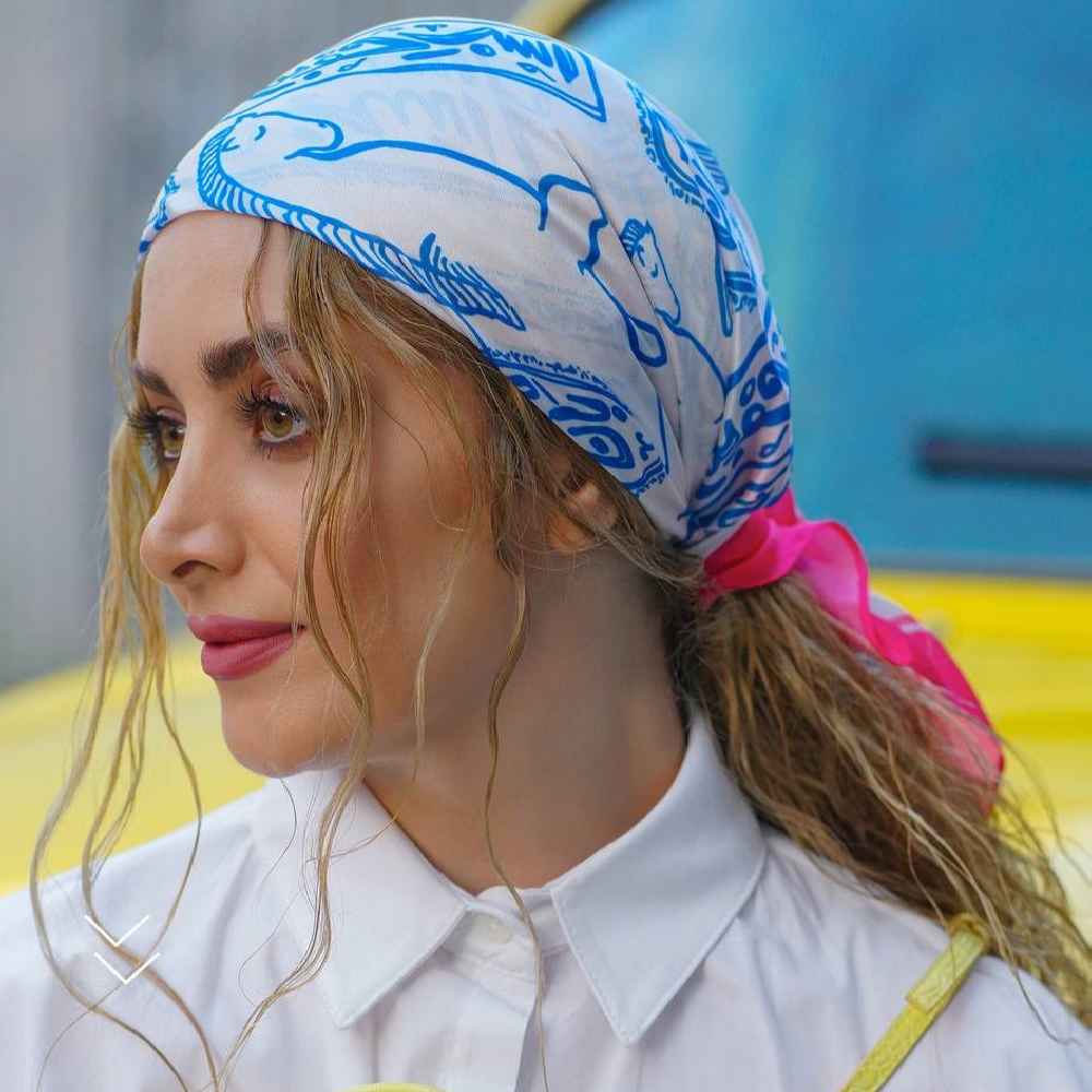 Price and Buy Persian Silk Mini Scarf for Women – Artistic Luxe & Vibrant Pattern Sepid - Image 3