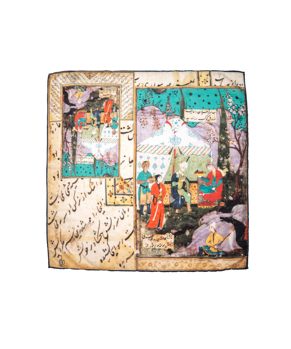 Price and Buy Persian Silk Neck Scarf for Women Luxe and Vibrant Square Khosro o Shirin - Image 4