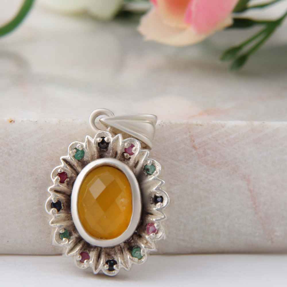 Price and Buy Persian Silver Pendant Classic Style with Agate Gemstone Sam - Image 3