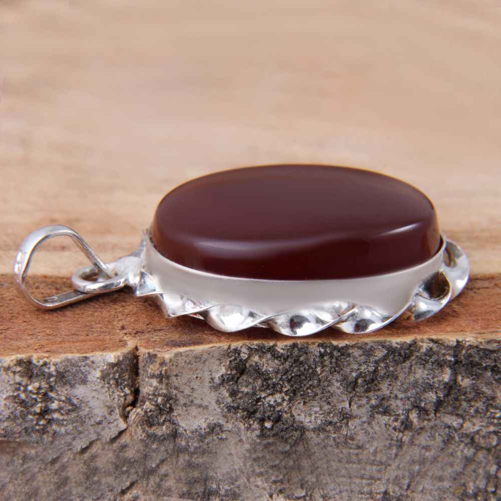 Price and Buy Persian Silver Pendant Classic Style with Agate Gemstone Taraneh - Image 3