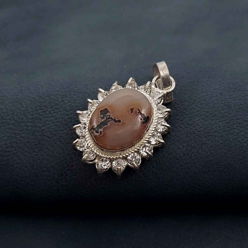 Price and Buy Persian Silver Pendant Classic Style with Yemeni Aqeeq Gemstone Panah - Image 4