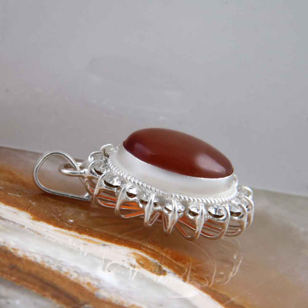 Price and Buy Persian Silver Pendant Classic Style with Yemeni Aqeeq Gemstone Sima - Image 3