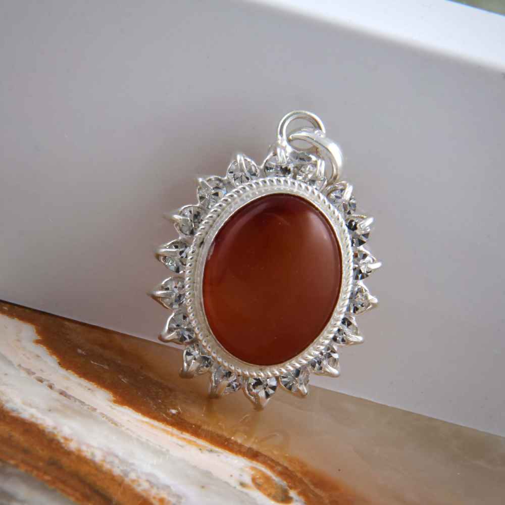 Price and Buy Persian Silver Pendant Classic Style with Yemeni Aqeeq Gemstone Sima - Image 5