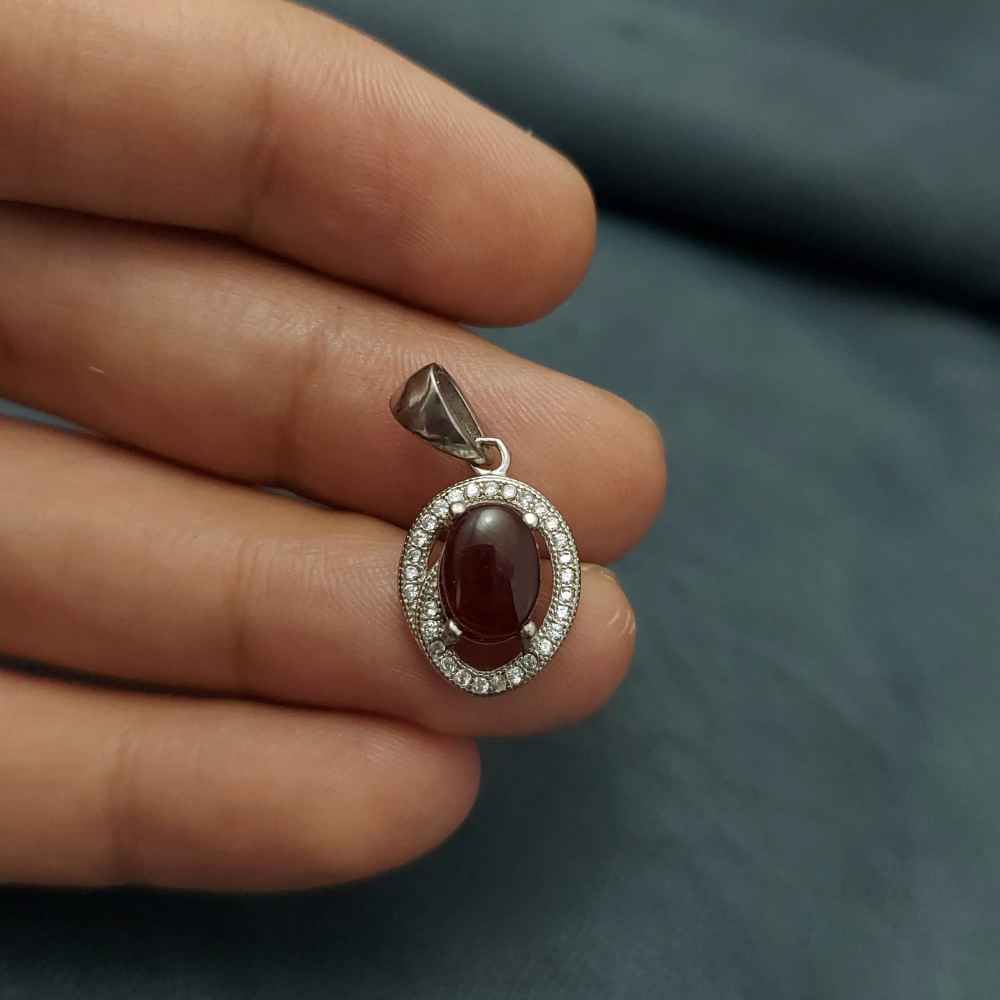 Price and Buy Persian Silver Pendant Classic Style with Yemeni Aqeeq Gemstone Sorkh - Image 4