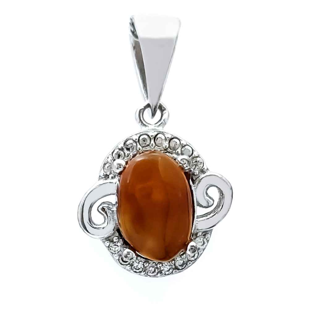 Price and Buy Persian Silver Pendant Classic Style with Yemeni Aqeeq Gemstone Zina
