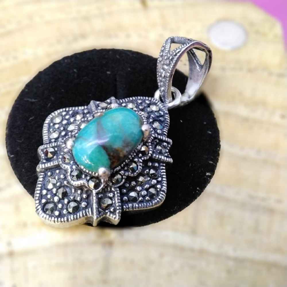 Price and Buy Persian Silver Pendant with Turquoise Gemstone Asa - Image 4