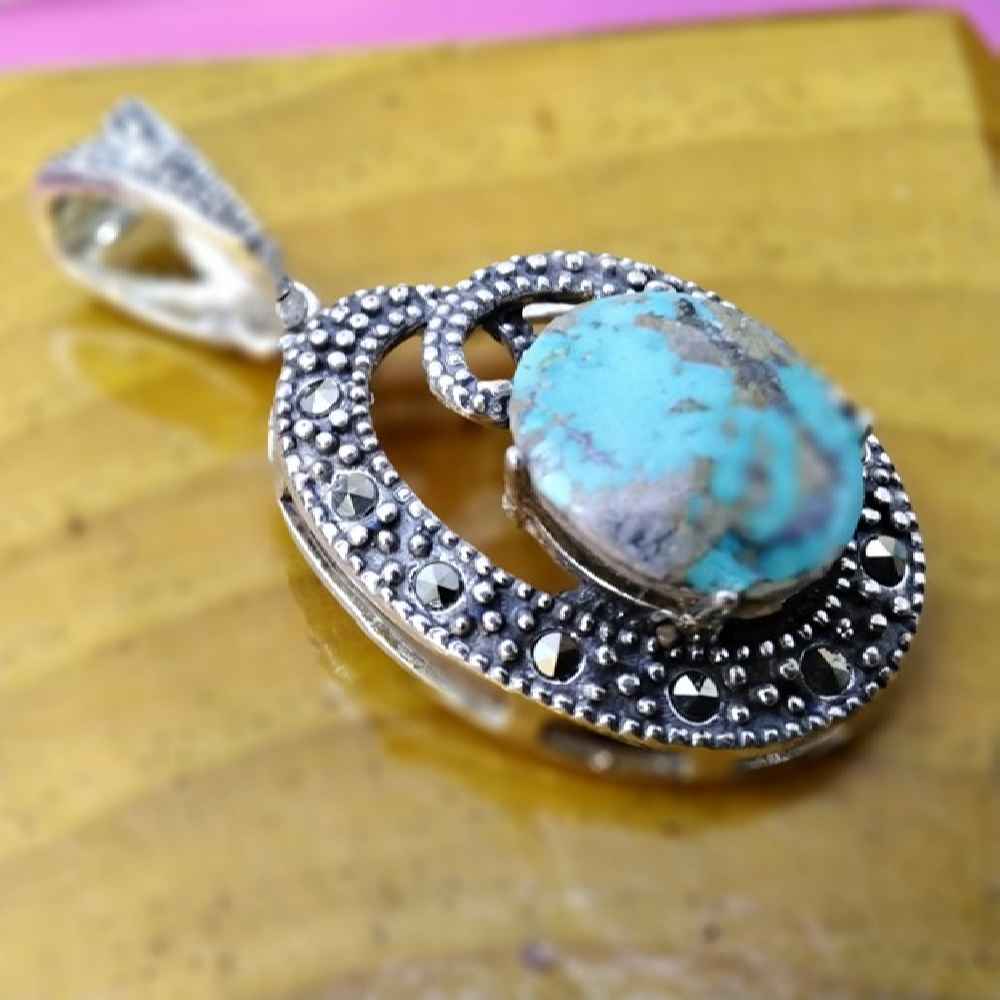 Price and Buy Persian Silver Pendant with Turquoise Gemstone Dela - Image 3