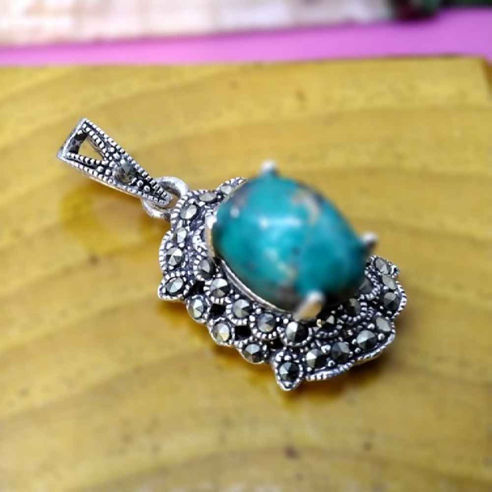 Price and Buy Persian Silver Pendant with Turquoise Gemstone Elen - Image 3