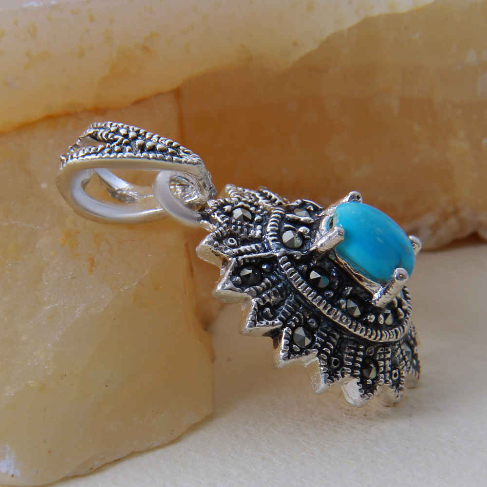 Price and Buy Persian Silver Pendant with Turquoise Gemstone Lia - Image 3