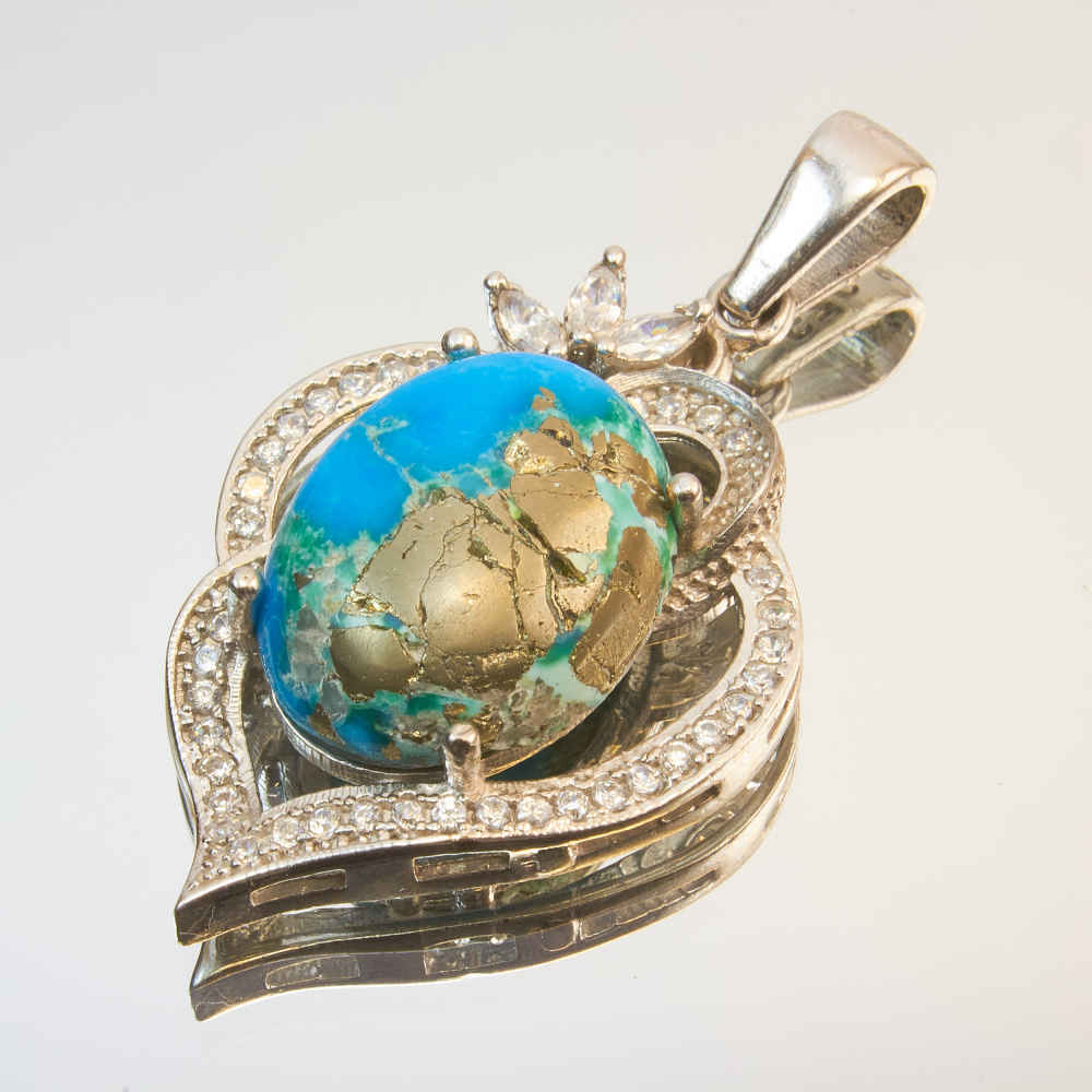 Price and Buy Persian Silver Pendant with Turquoise Gemstone Rosa - Image 3
