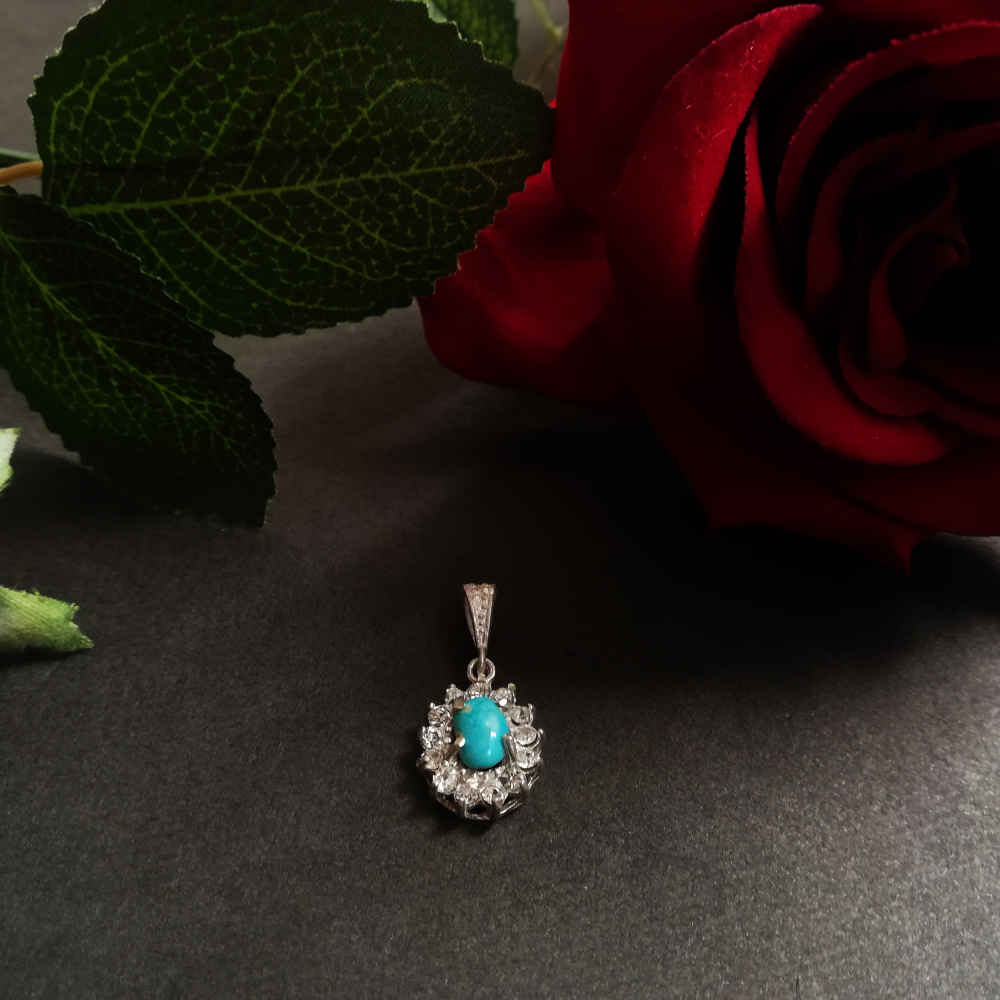Price and Buy Persian Silver Pendant with Turquoise Gemstone Saba - Image 3