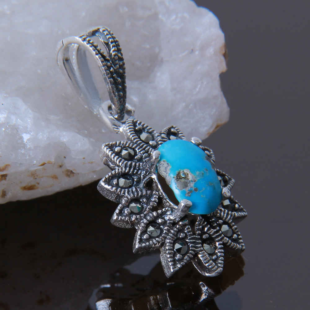 Price and Buy Persian Silver Pendant with Turquoise Gemstone Safa - Image 3