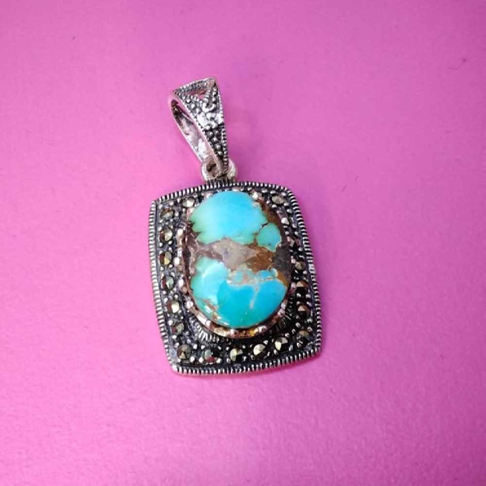 Price and Buy Persian Silver Pendant with Turquoise Gemstone Saman - Image 4