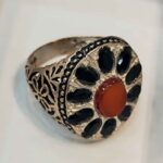 Price and Buy Persian Silver Ring for Men with Agate and Sapphire Stone – Unique Statement Jewelry - Image 4