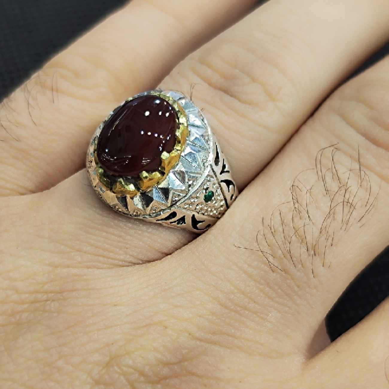 Price and Buy Persian Silver Ring – for Men with Yemeni Agate Stone - Image 6