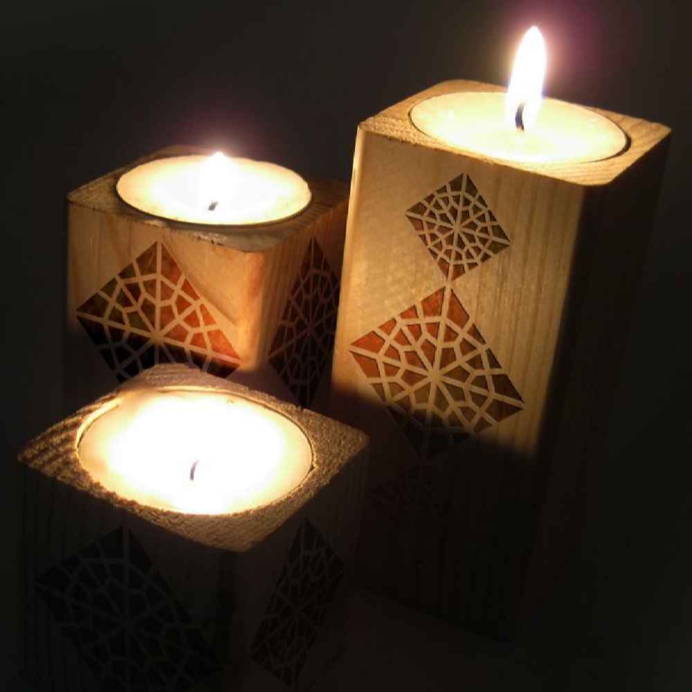 Price and Buy Persian Solid Wooden Cube Tealight Holder Set of 3 / Eslimi - Image 3