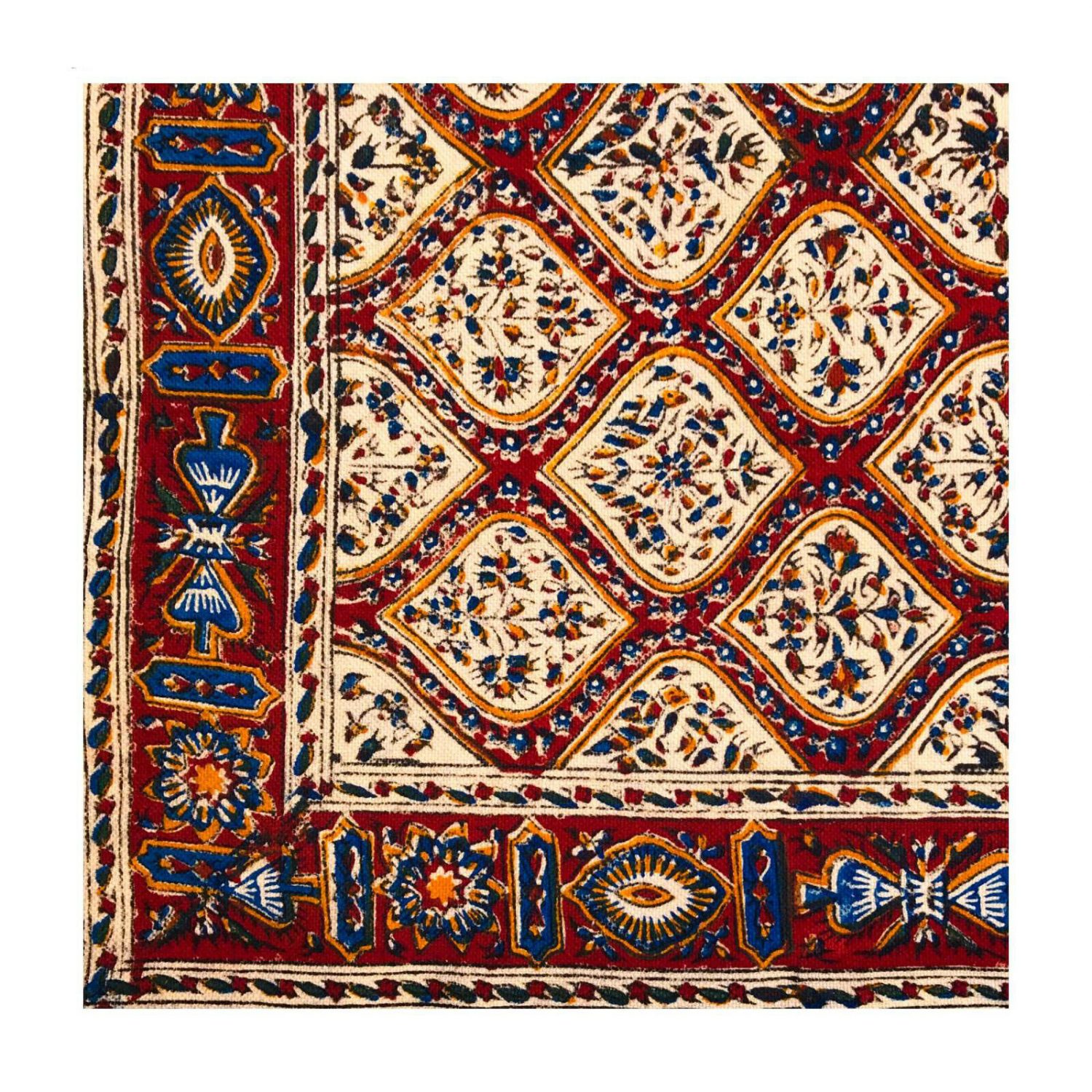 Price and Buy Persian Tablecloth: Isfahan’s Traditional Kalamkari Block Print Floral - Image 5