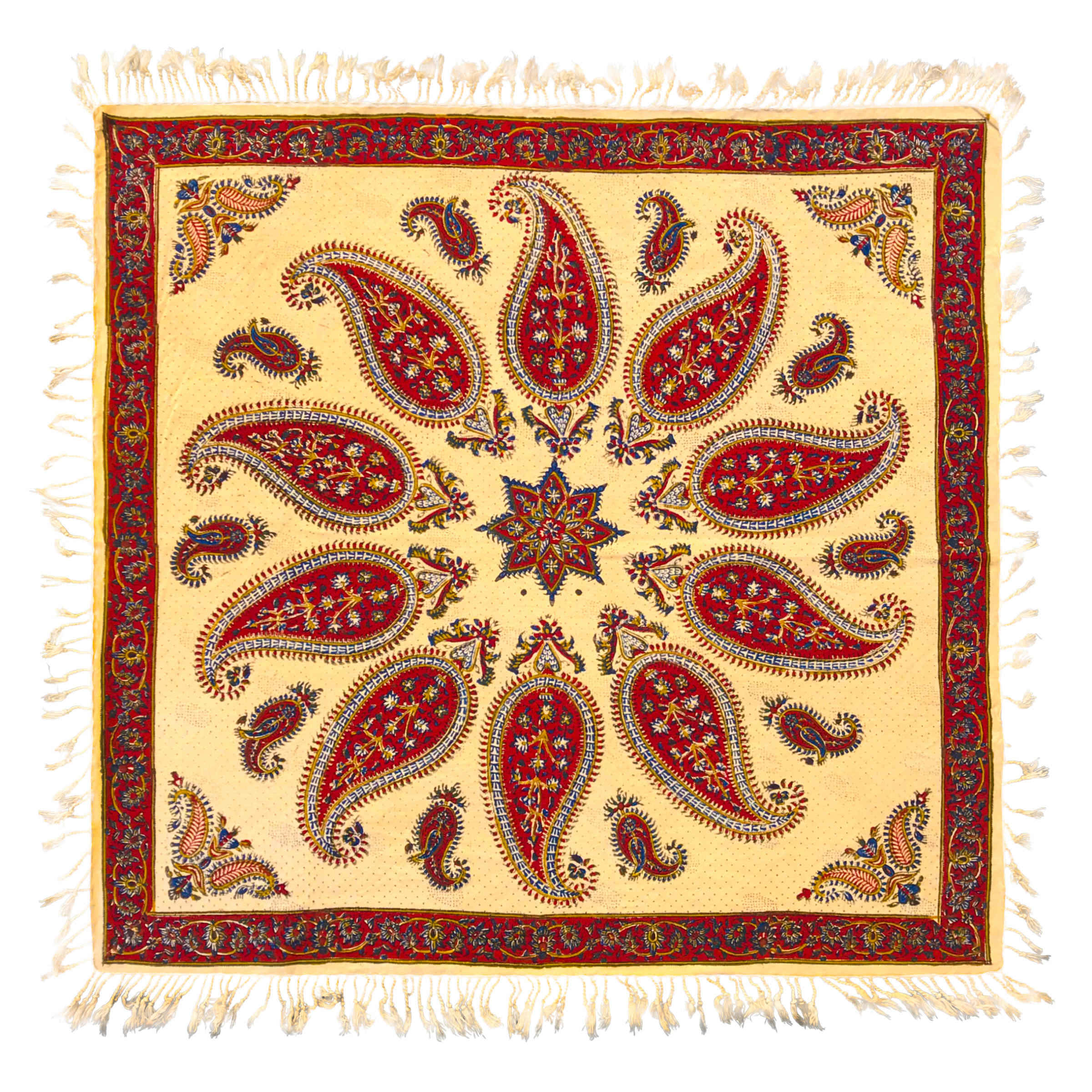 Price and Buy Persian Tablecloth: Isfahan’s Traditional Kalamkari Block Print Yellow