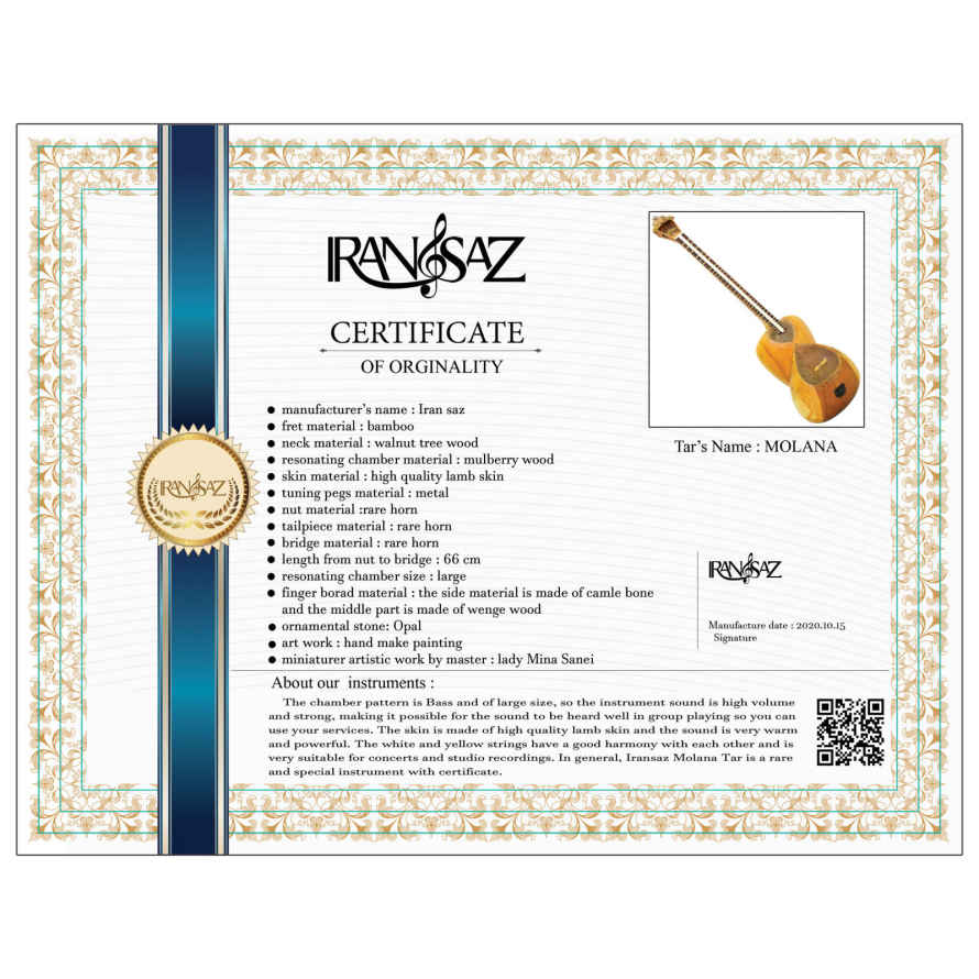 Price and Buy Persian Tar String Instrument – Handcrafted by Iran-Saz, Model Molana - Image 15