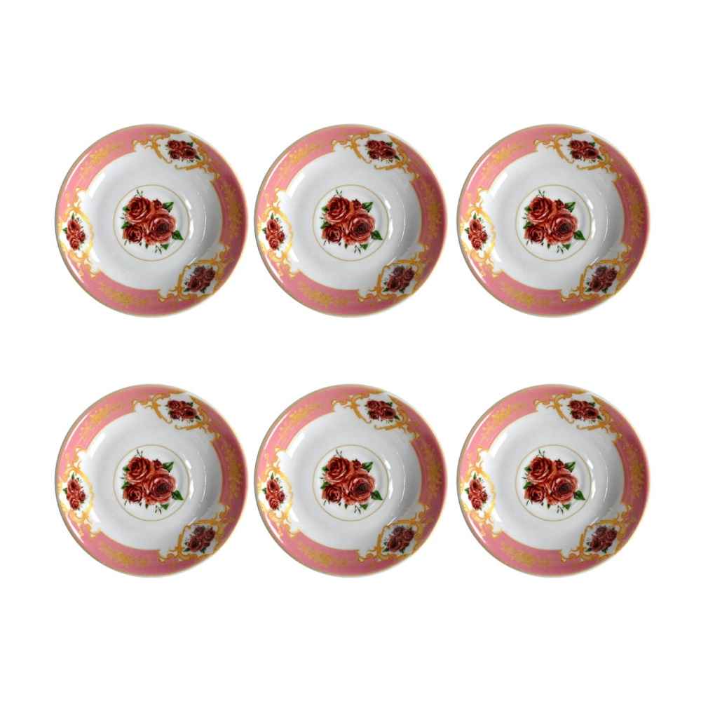 Price and Buy Persian Tea Saucer – Porcelain with Floral Gole Sorkh Design (Set of 6)
