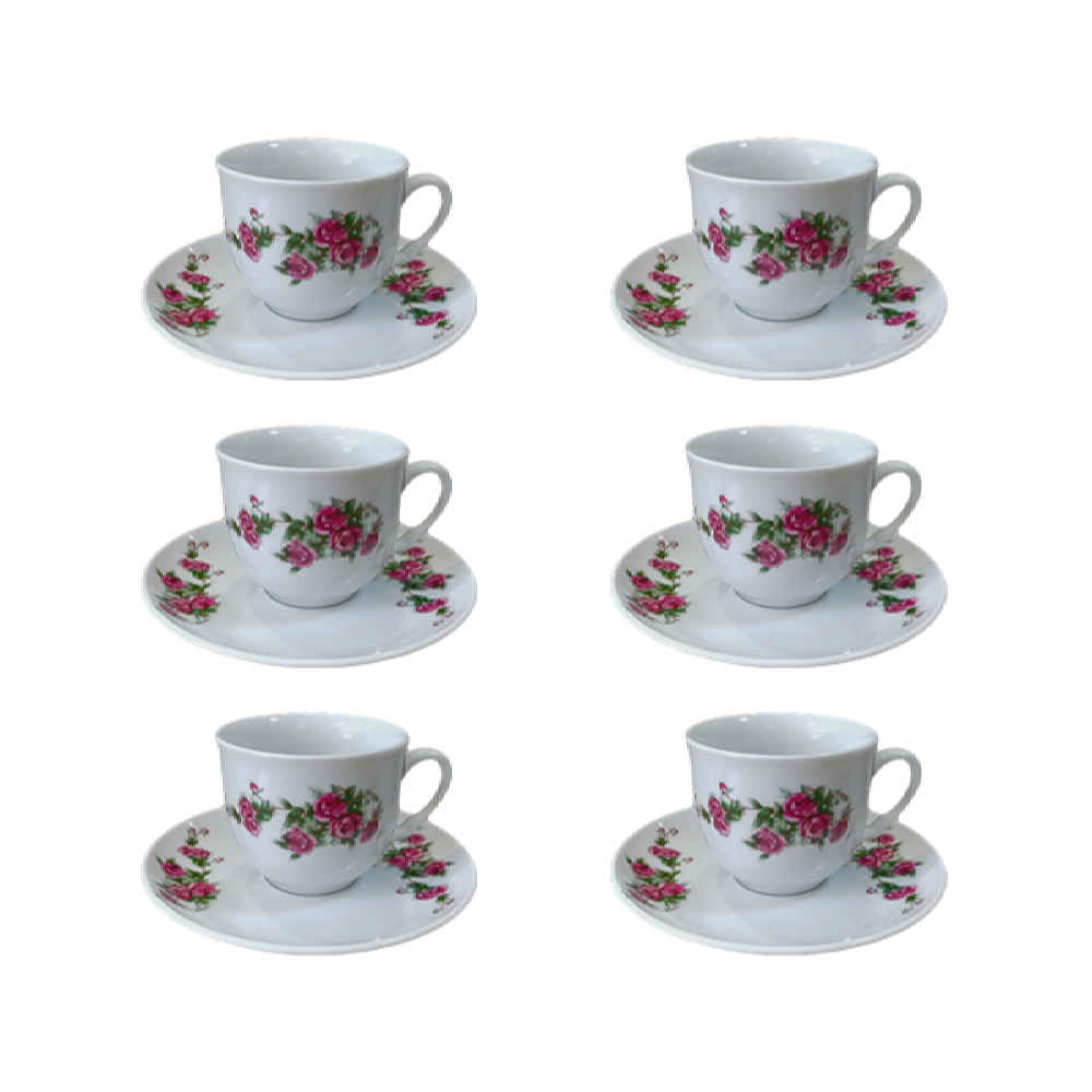 Price and Buy Persian Teacup Set with Saucer – Gol Sorkhi Porcelain Design (12pcs) - Image 3