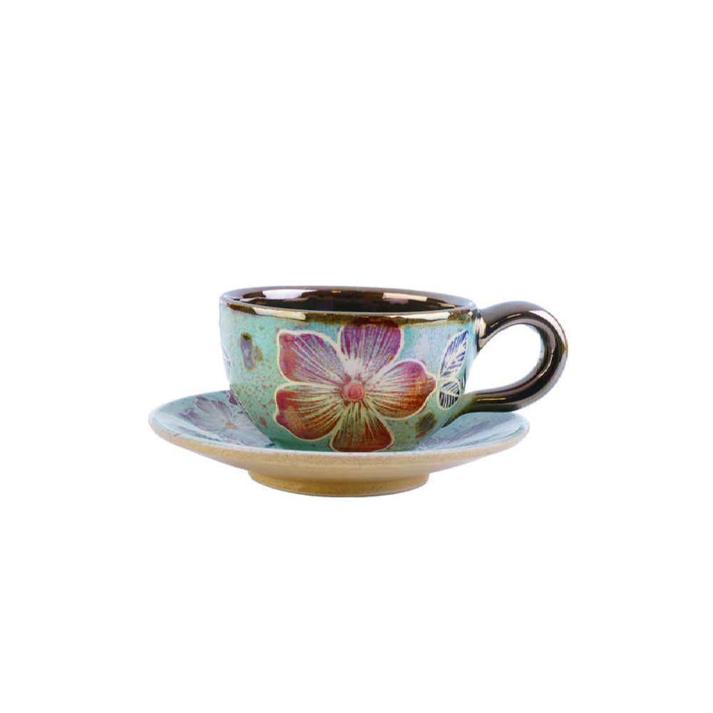 Price and Buy Persian Teacup Set with Saucer – Green Ceramic Design - Image 4
