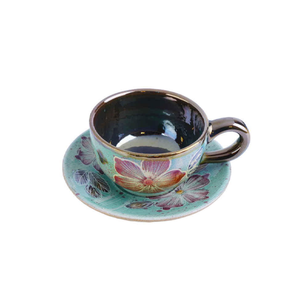 Price and Buy Persian Teacup Set with Saucer – Green Ceramic Design - Image 5