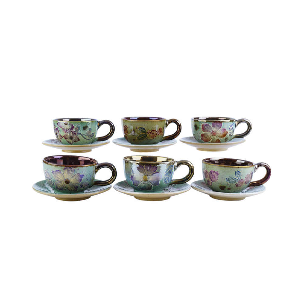 Price and Buy Persian Teacup Set with Saucer – Green Ceramic Design - Image 6