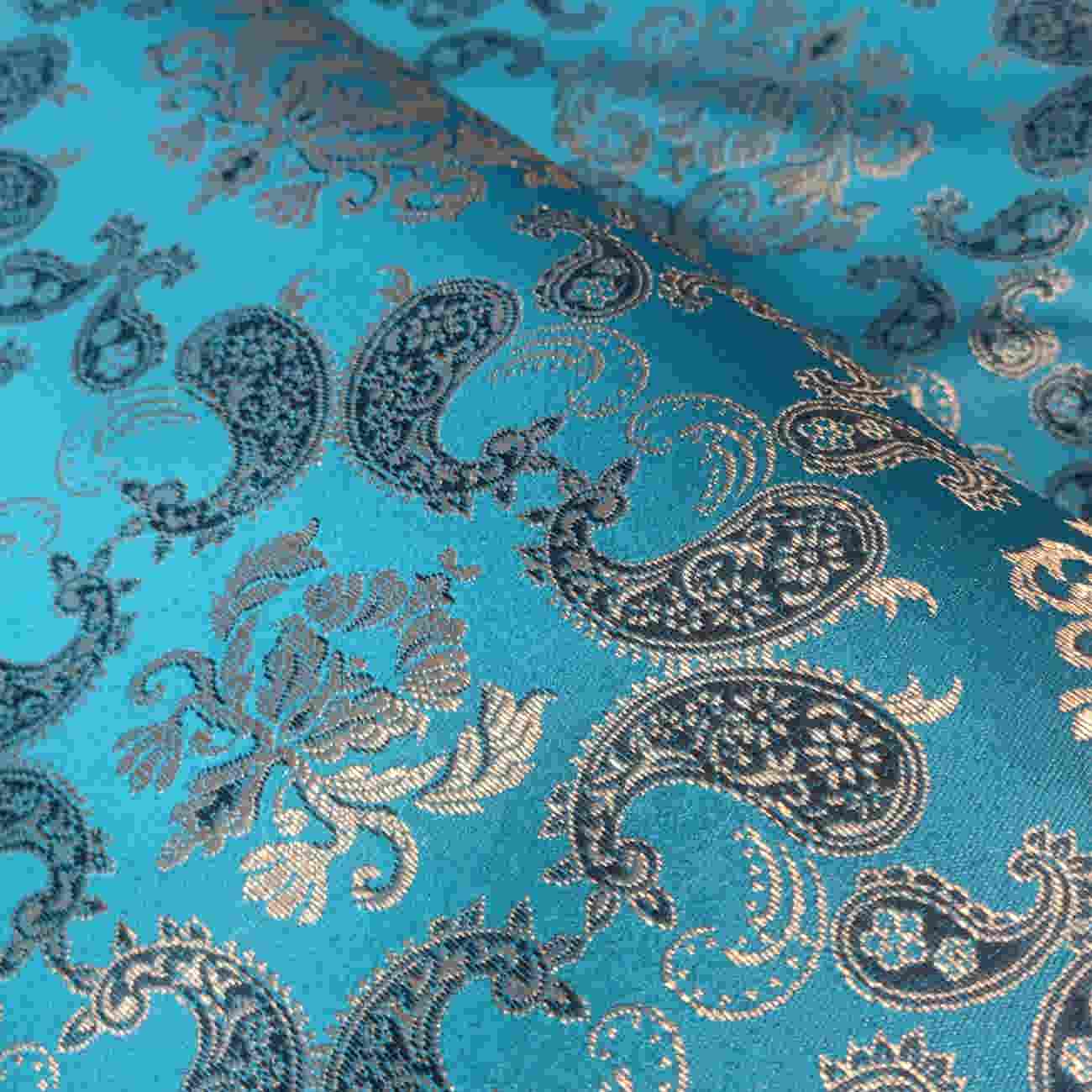 Price and Buy Persian Termeh Fabric in Paisley Design Turquoise_6900865faace7.jpeg Price and Buy Persian Termeh Fabric in Paisley Design Turquoise - Image 1