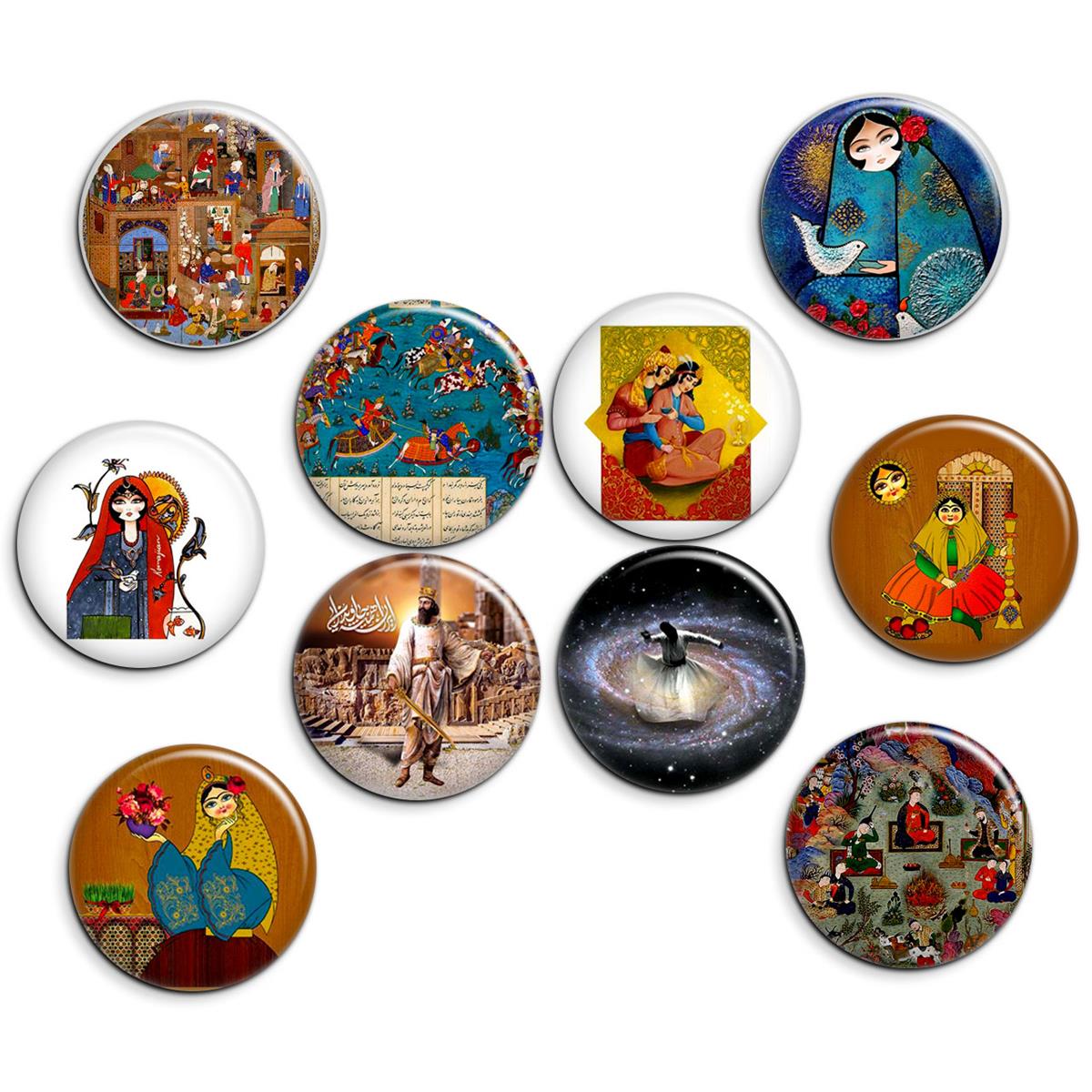 Price and Buy Persian Traditional Pinback Button Set (10 pcs)