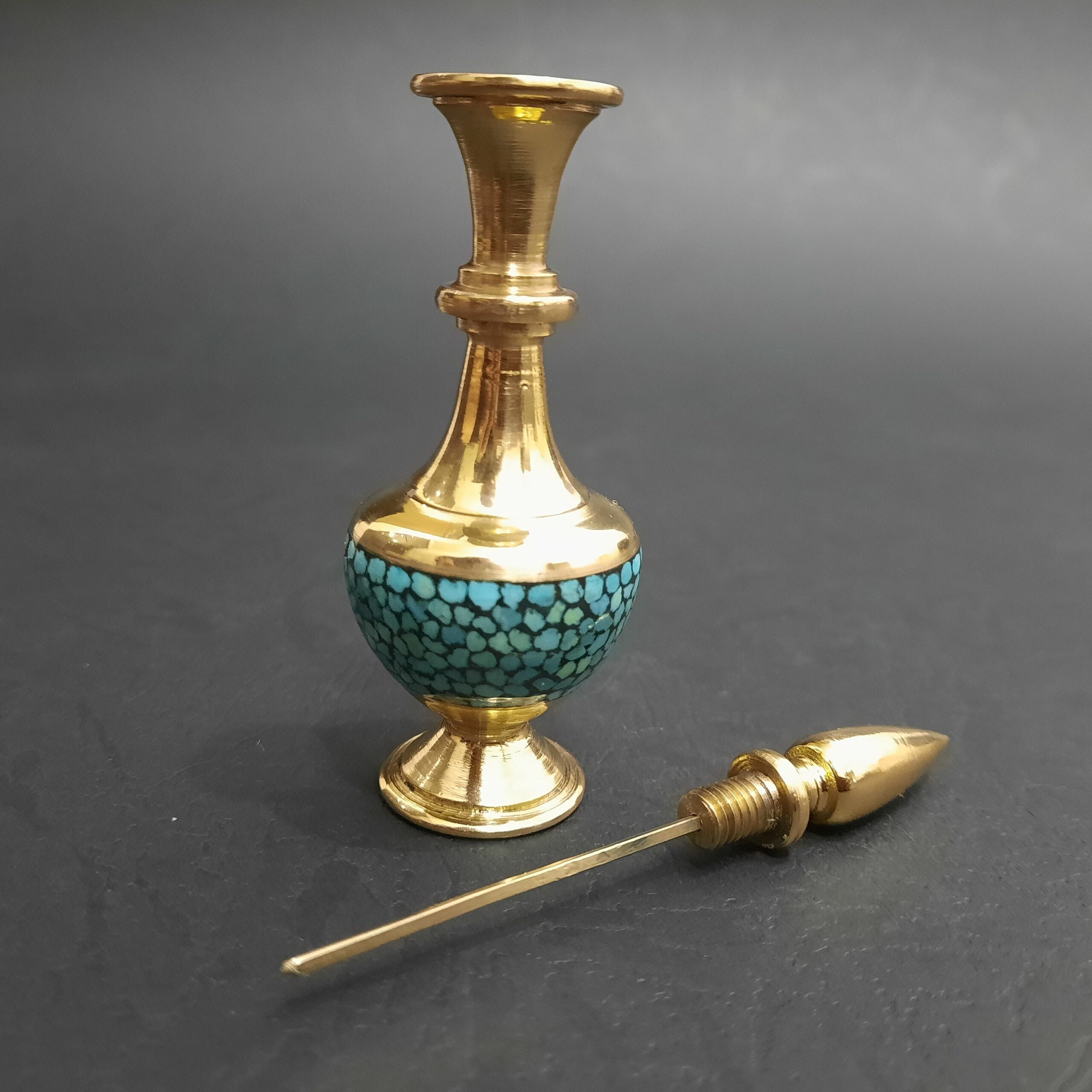 Price and Buy Persian Turquoise Brass Surma Dani for Storing Kohl