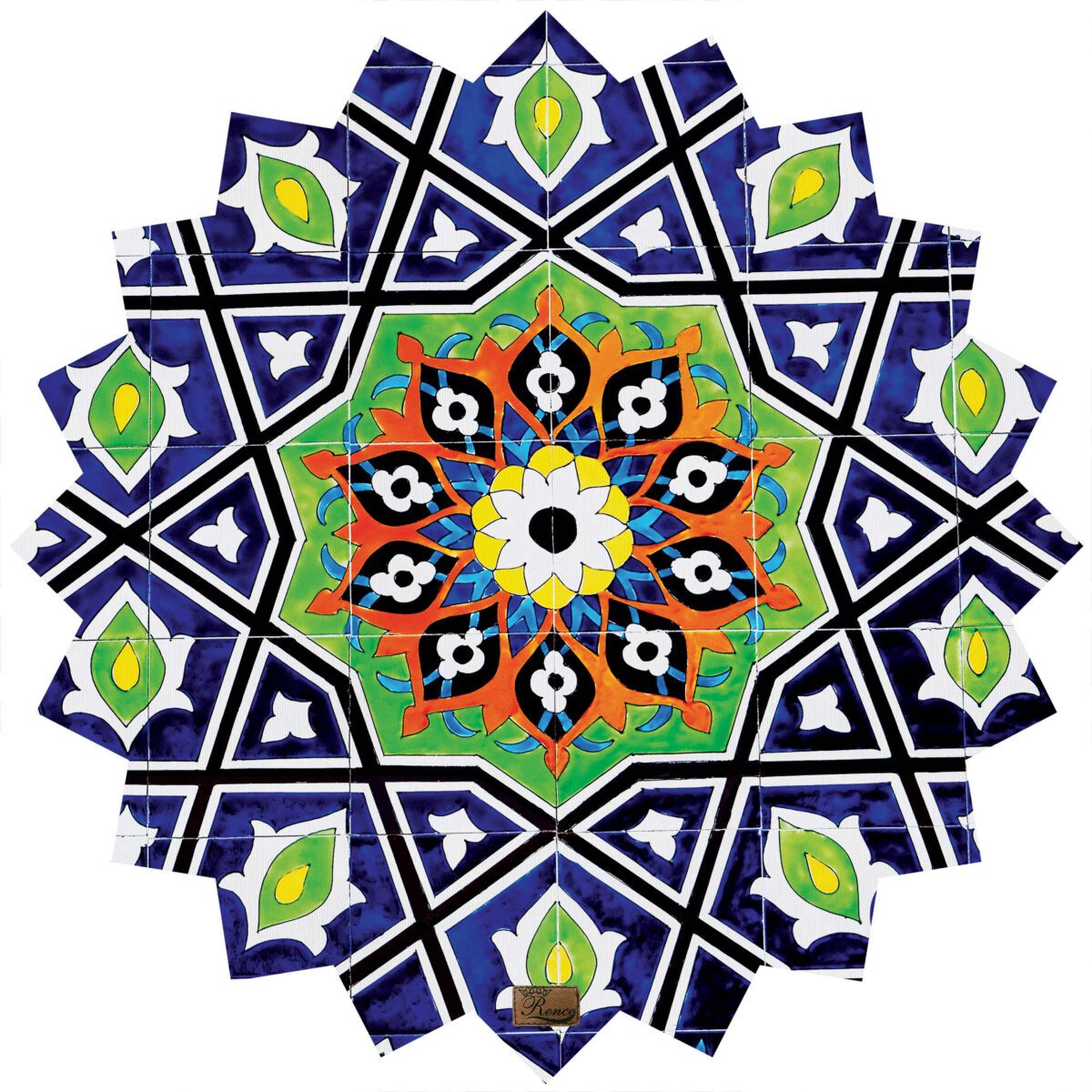Price and Buy Persian Velvet Tablecloth with Mosaic Tile Design Blue
