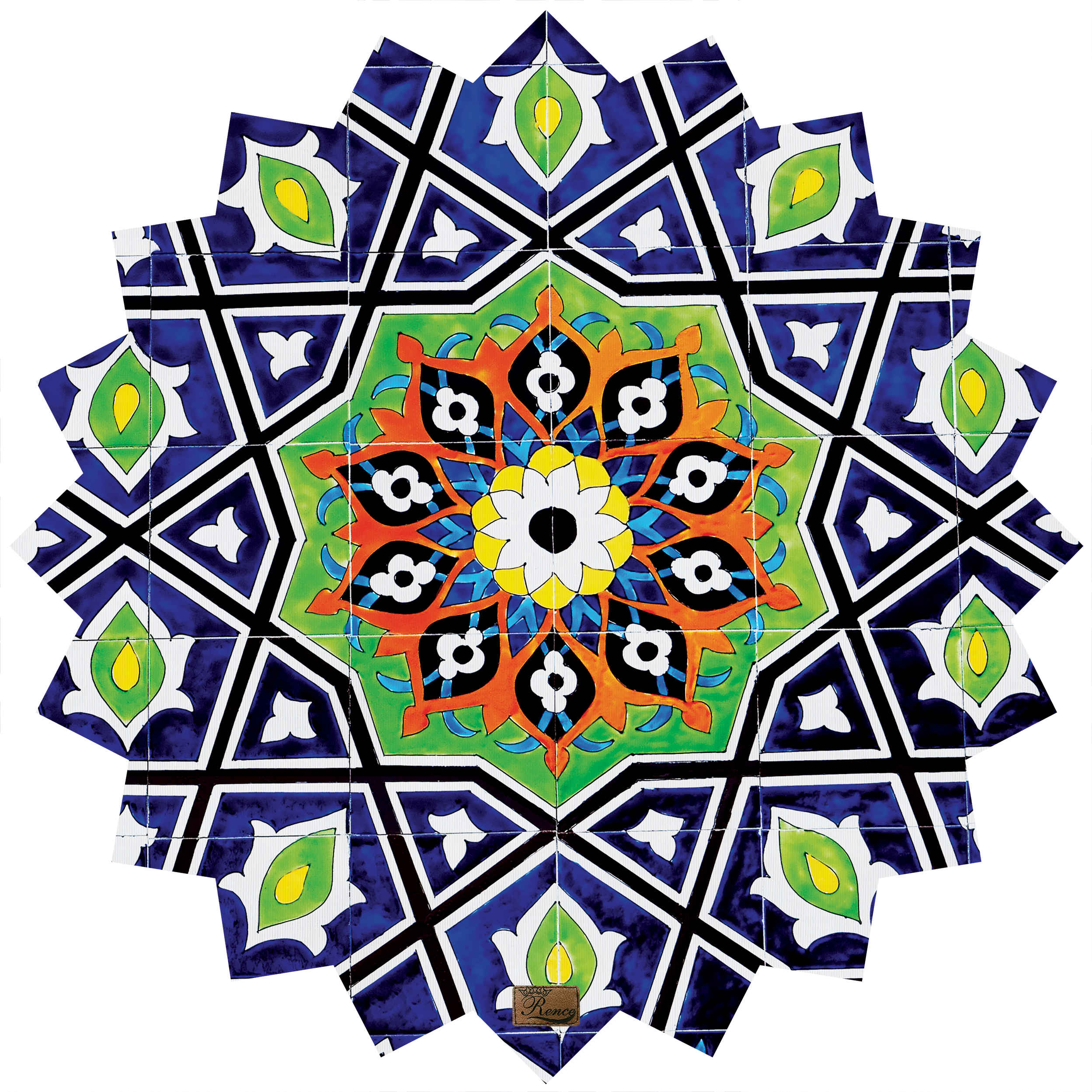 Price and Buy Persian Velvet Tablecloth with Mosaic Tile Design Blue