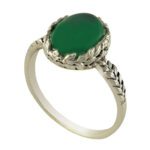 Price and Buy Persian Women’s Silver Agate Ring – with Wheat Cluster Design & Green Gemstone