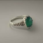 Price and Buy Persian Women’s Silver Agate Ring – with Wheat Cluster Design & Green Gemstone - Image 4