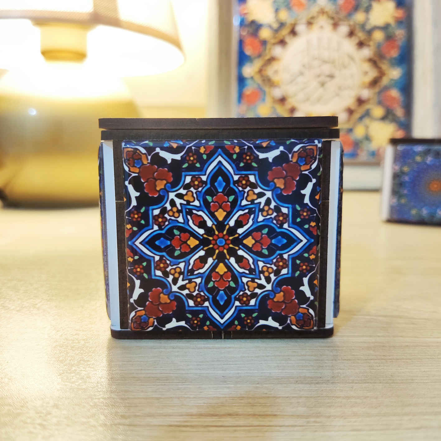 Price and Buy Persian Wooden Cube Tealight Holder Tile Artistic - Image 3
