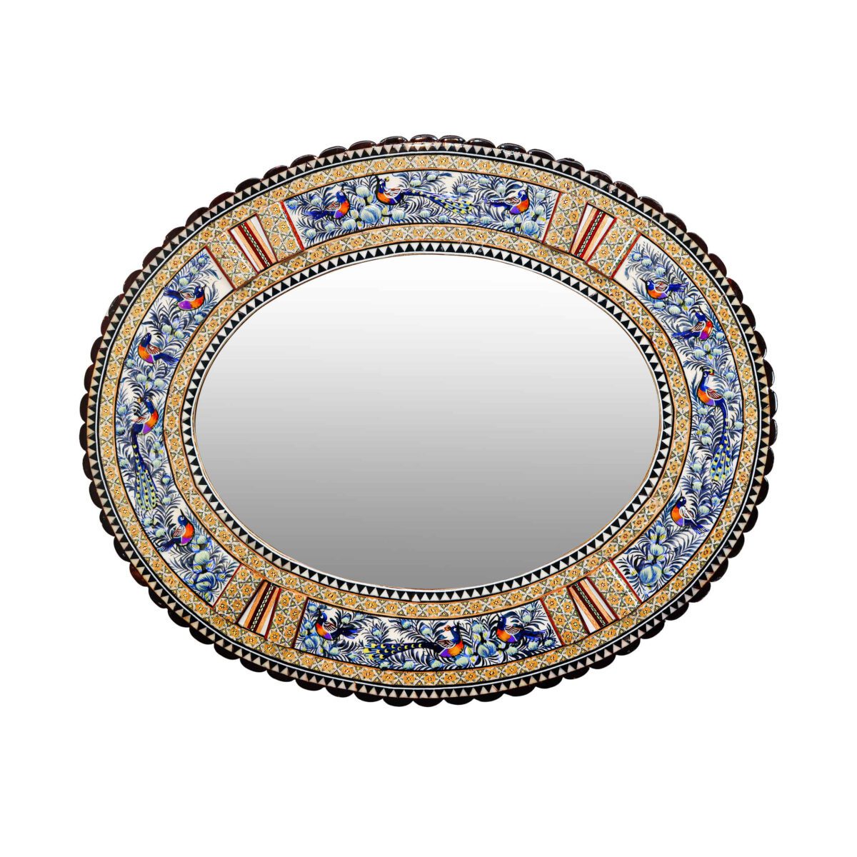 Price and Buy Persian Wooden Mirror Frame – Khatamkari Ellipse Model
