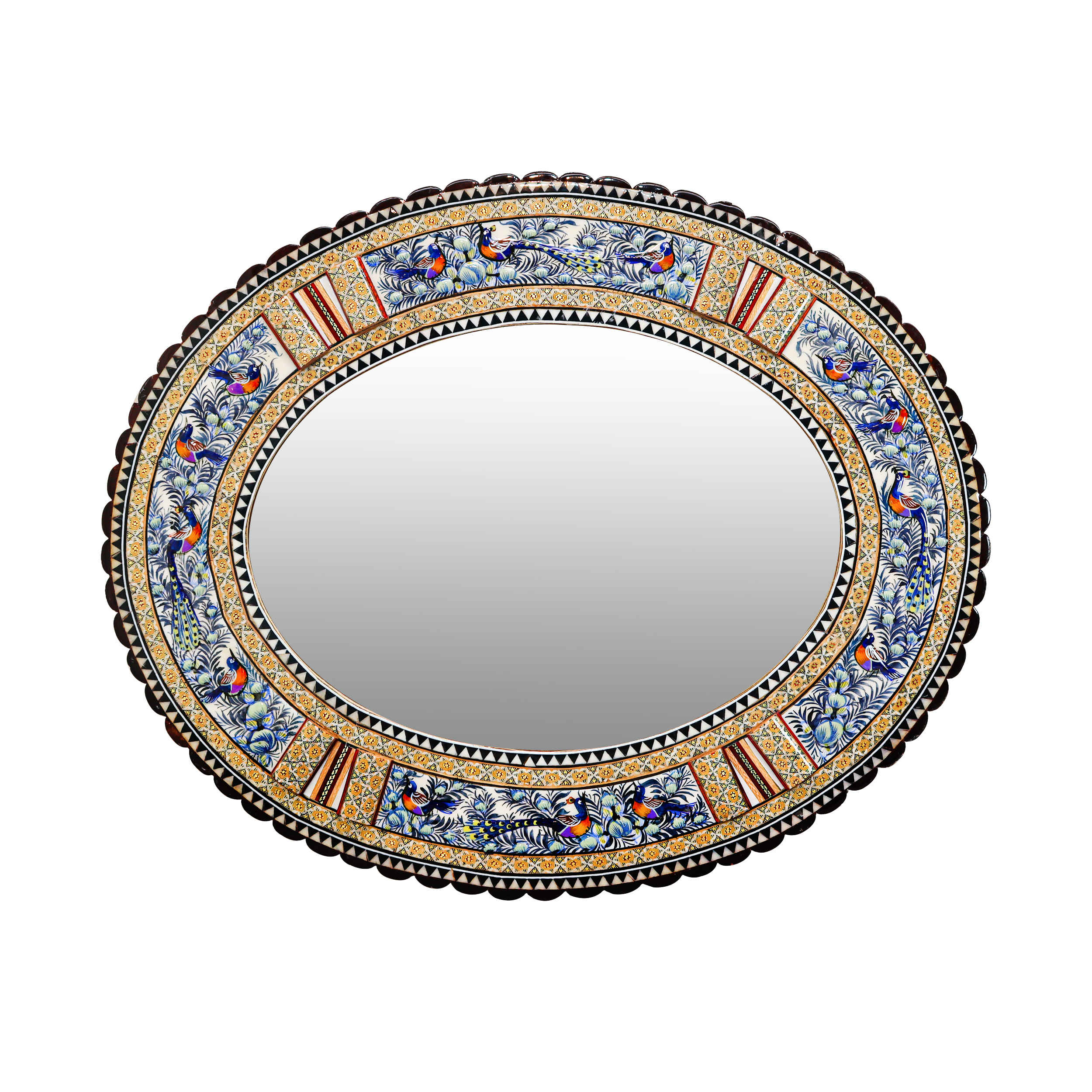 Price and Buy Persian Wooden Mirror Frame – Khatamkari Ellipse Model