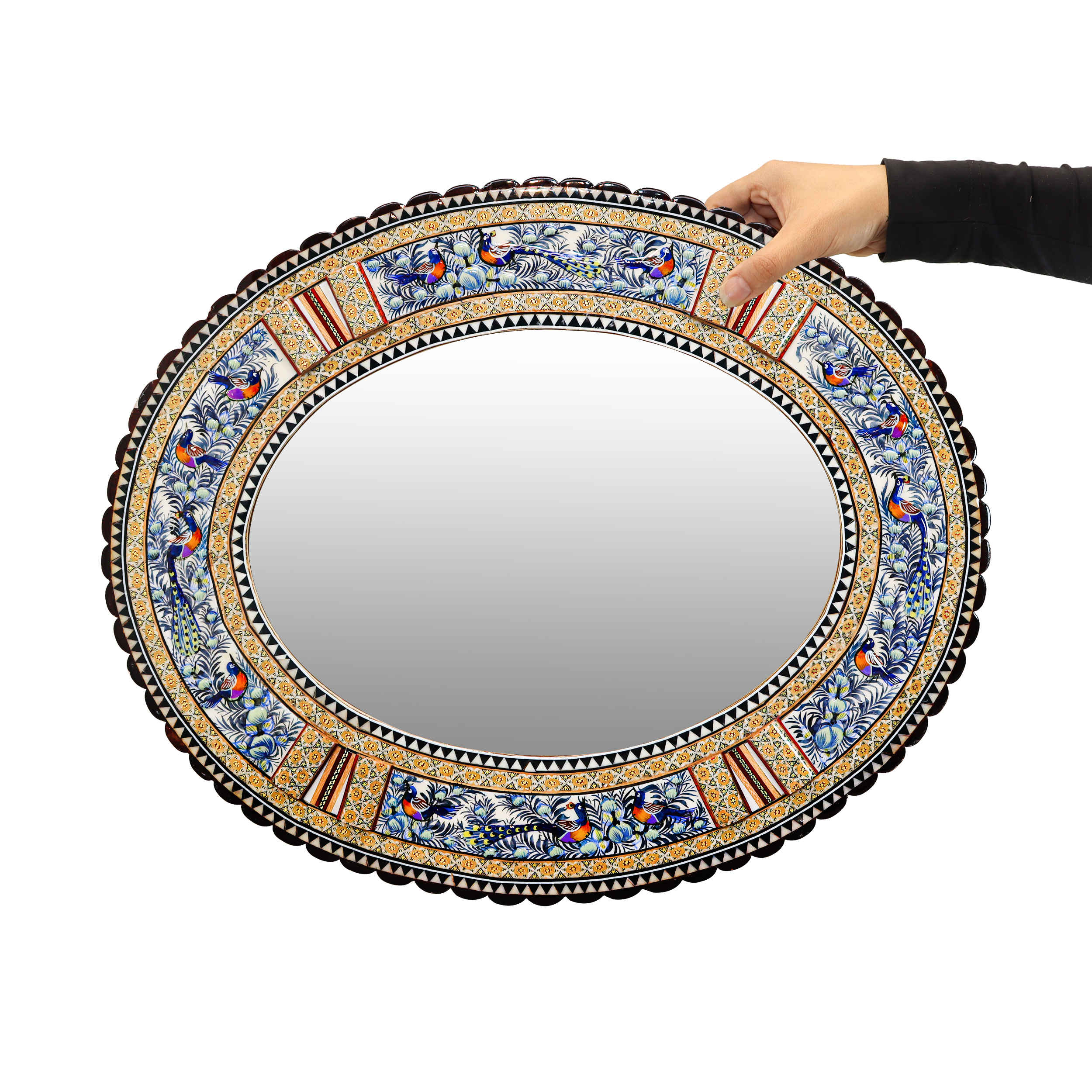 Price and Buy Persian Wooden Mirror Frame – Khatamkari Ellipse Model - Image 8