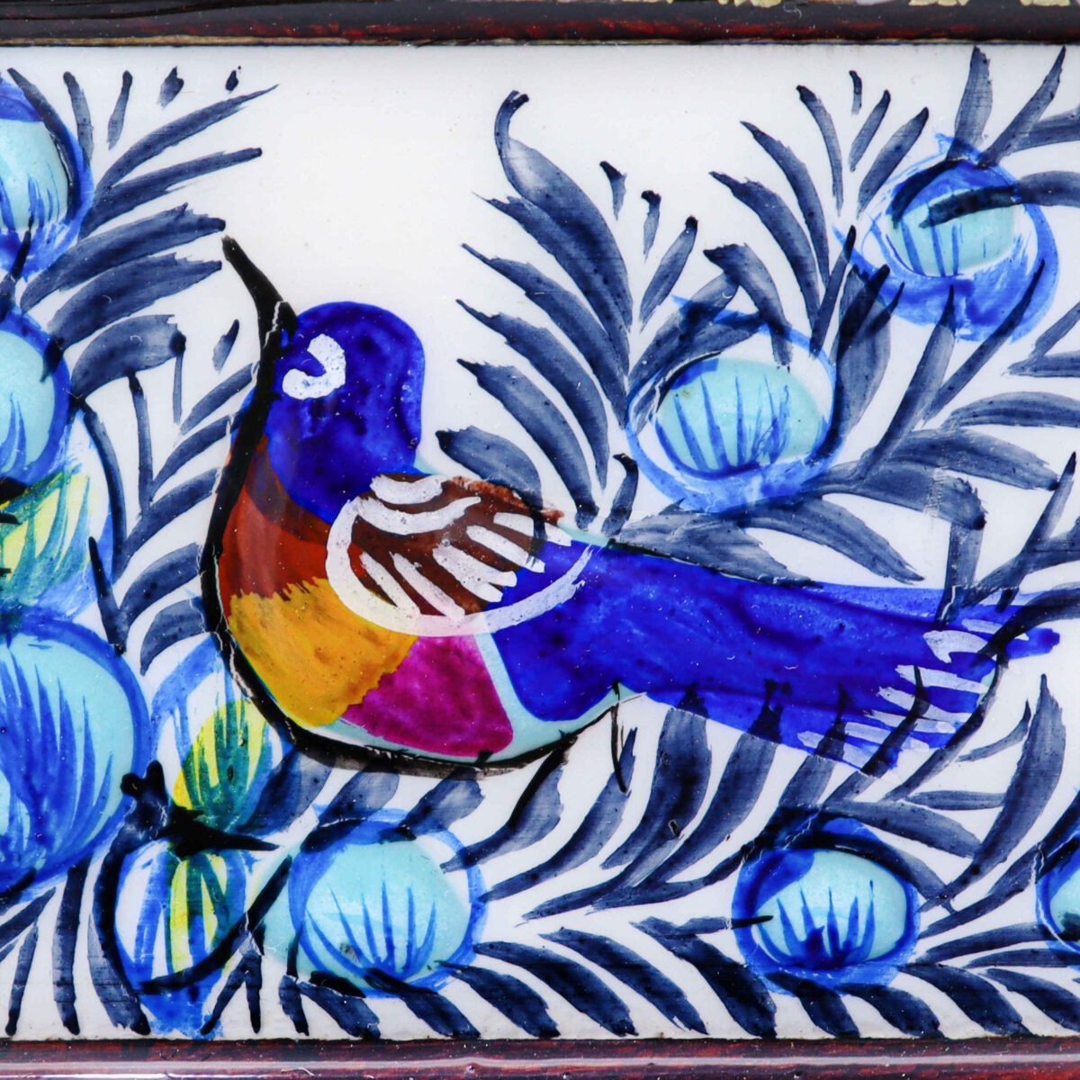 Price and Buy Persian Wooden Mirror Frame – Khatamkari Peacock & Floral Motifs - Image 9
